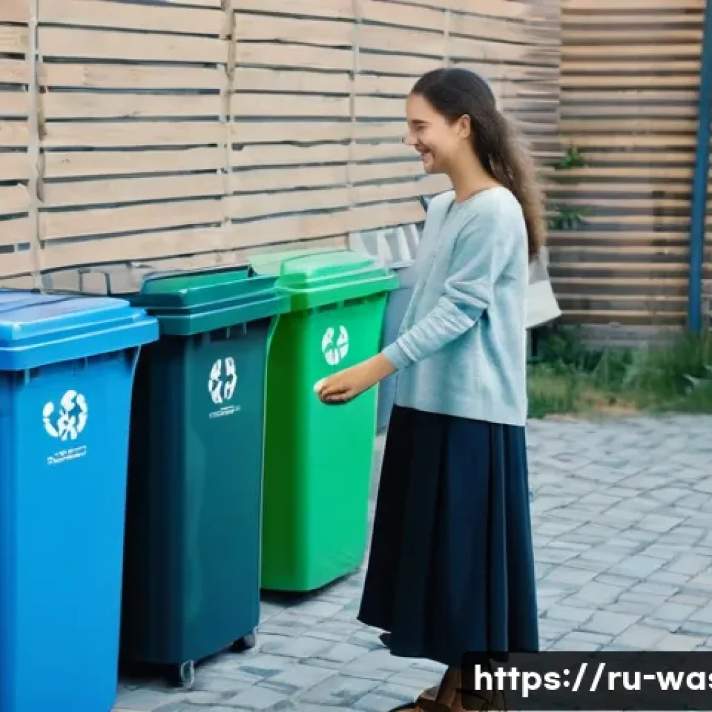 폐기물처리 실무 사례 공유 - **Prompt:** "A vibrant, sunny day in the modern courtyard of a typical Russian apartment complex. A ...