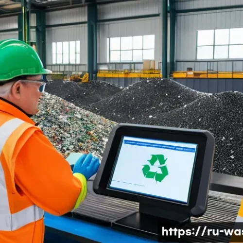 Home 33 폐기물처리 경력직 이직 팁 - A professional waste management specialist wearing protective workwear including gloves and safety g...