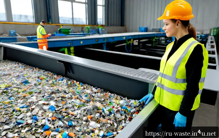 폐기물처리 분야 진로 탐색 - Photorealistic career exploration scene in a modern Russian waste management facility, a young adult...