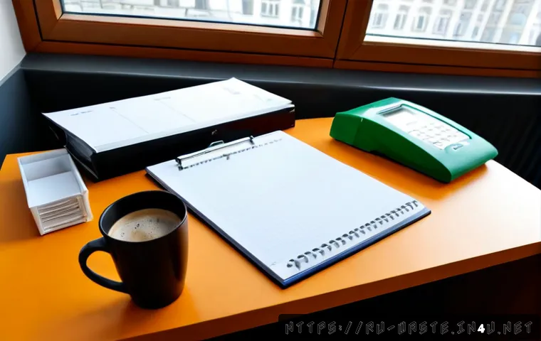 Home 17 폐기물처리기사 모의고사 자료 - Photorealistic study desk for a Russian waste management certification practice exam, open unbranded...